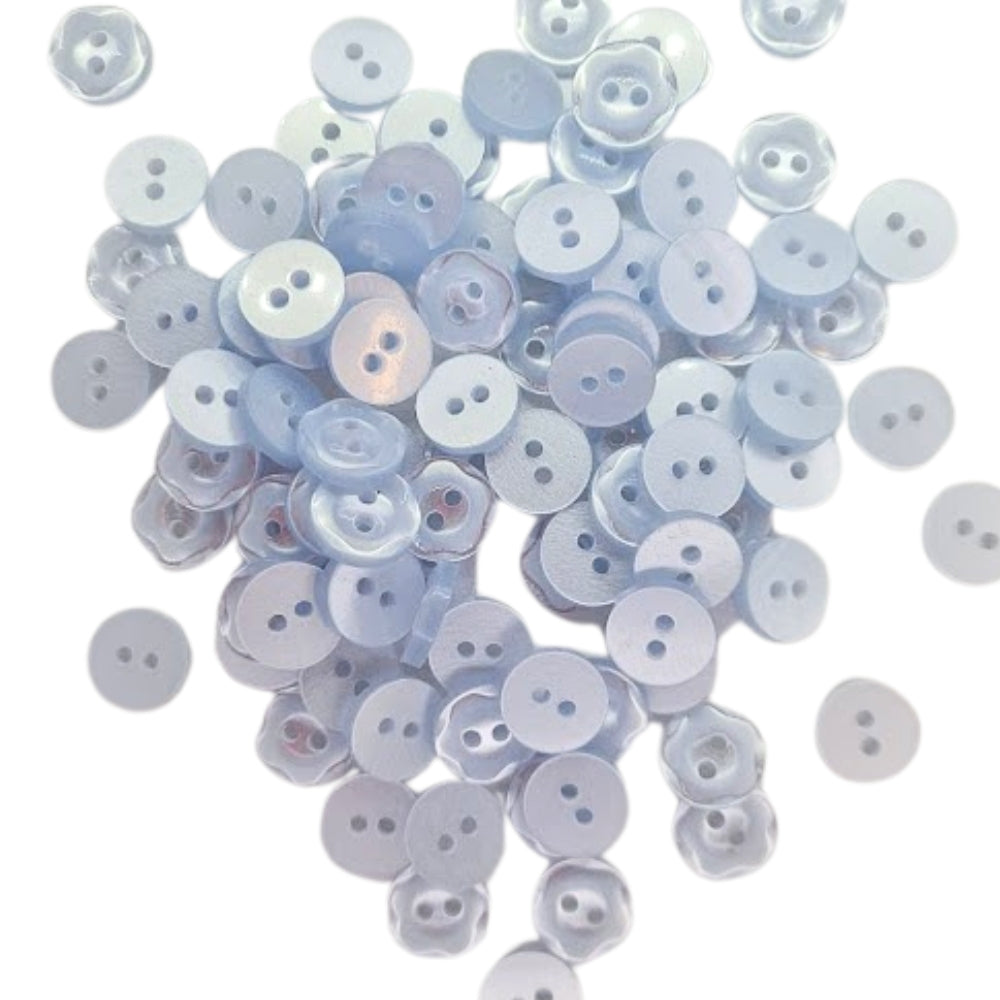 Polyester Scalloped Edge Button - 11mm - Pale Blue [LA18.6]