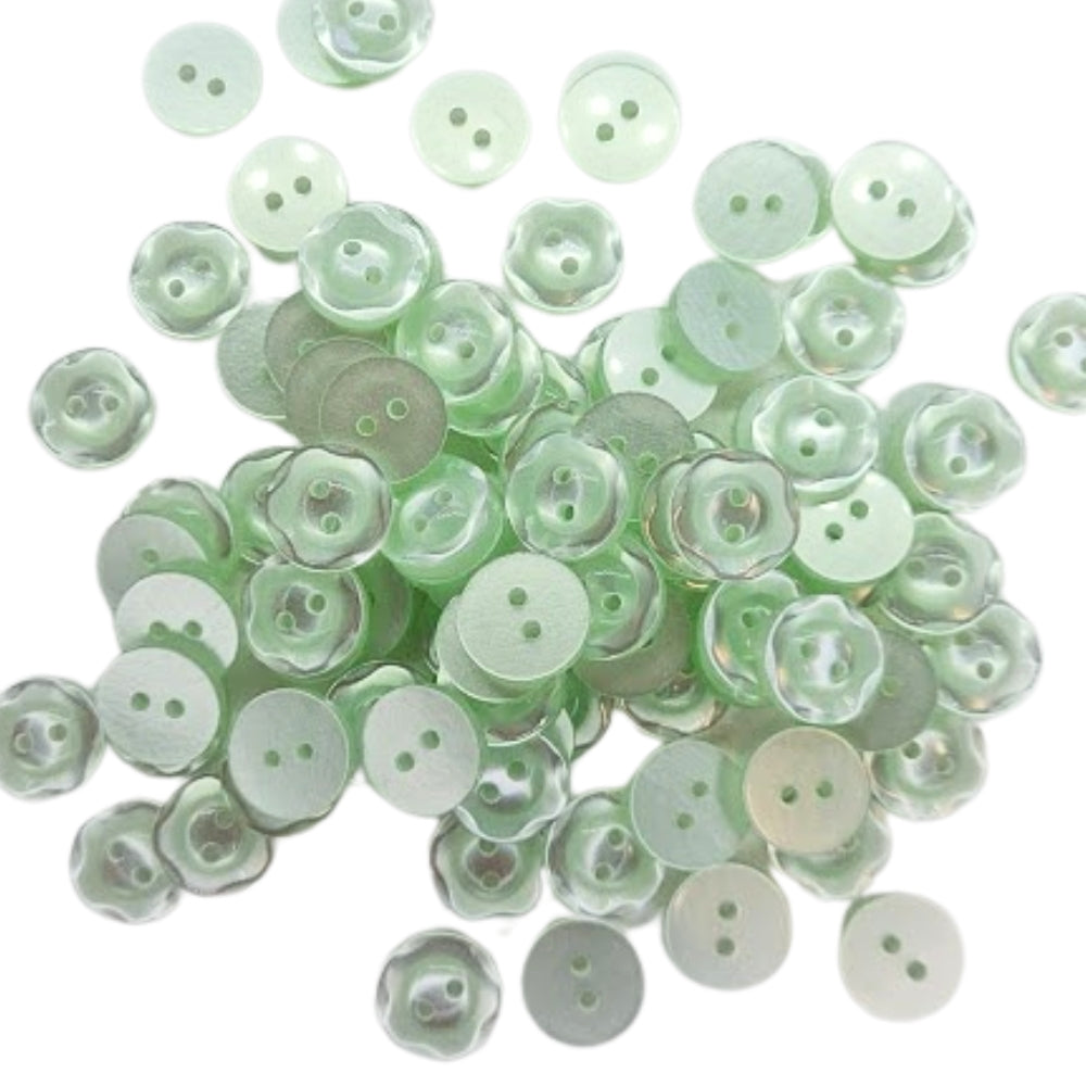 Polyester Scalloped Edge Button - 14mm - Pale Teal [LA25.5]