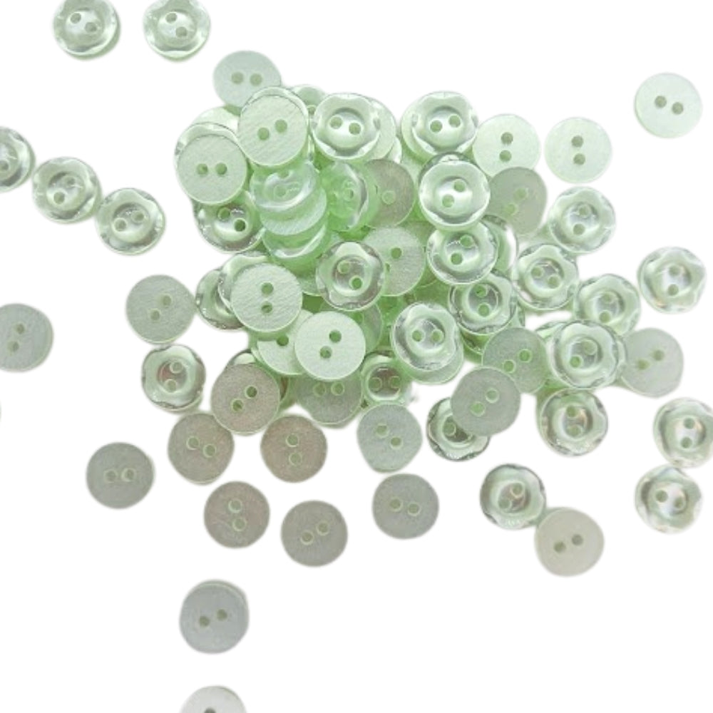 Polyester Scalloped Edge Button - 11mm - Pale Teal [LA30.4]