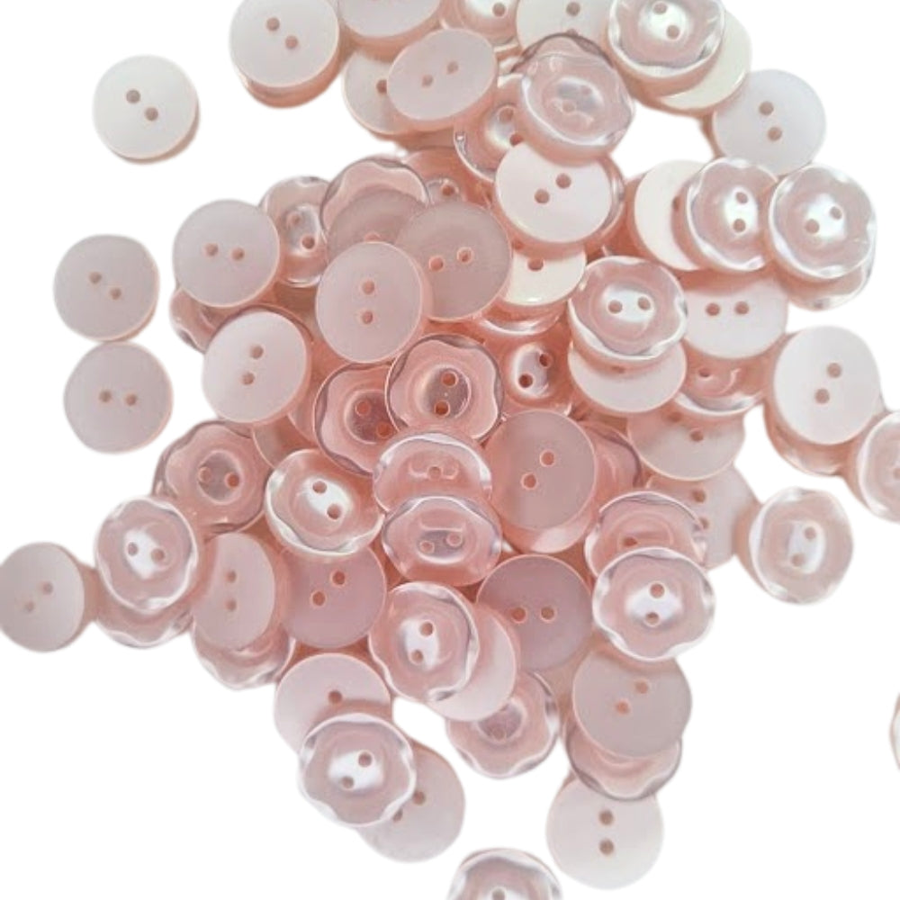 Polyester Scalloped Edge Button - 16mm - Pale Pink [LA21.4]