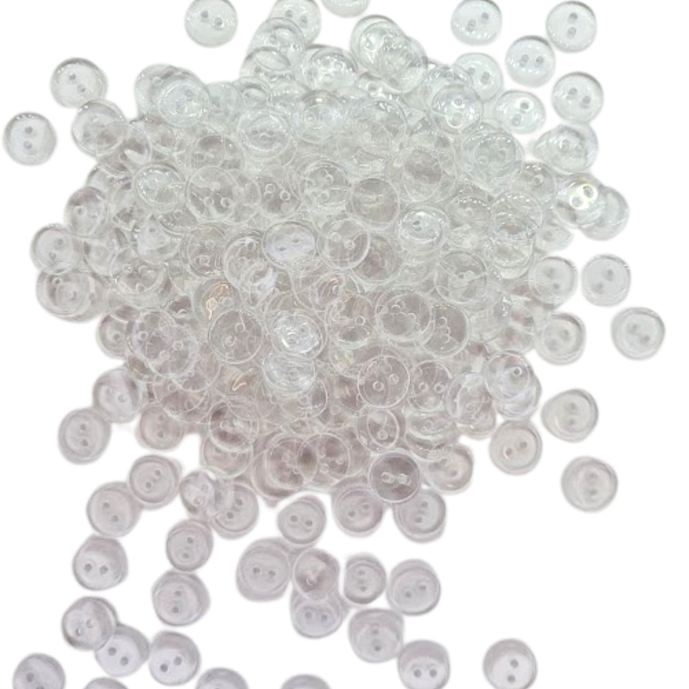 Plain Transparent 2 Hole Resin Button - 10mm - Transparent [LA35.3]