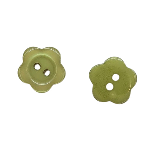 2 Hole Resin Flower Button - 12mm - Green [LB6.2]