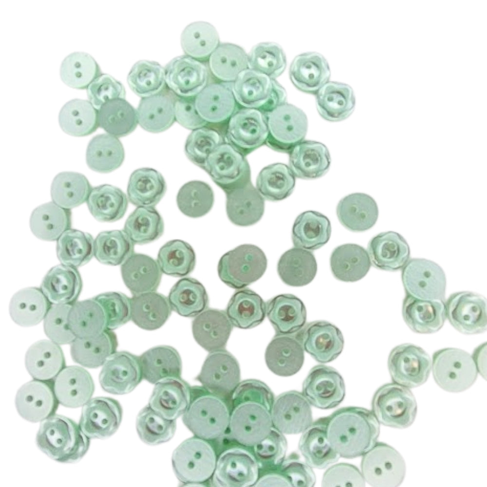 Polyester Scalloped Edge Button - 11mm - Green [LB30.4]