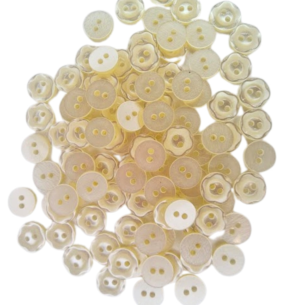 Polyester Scalloped Edge Button - 11mm - Beige [LB11.2]