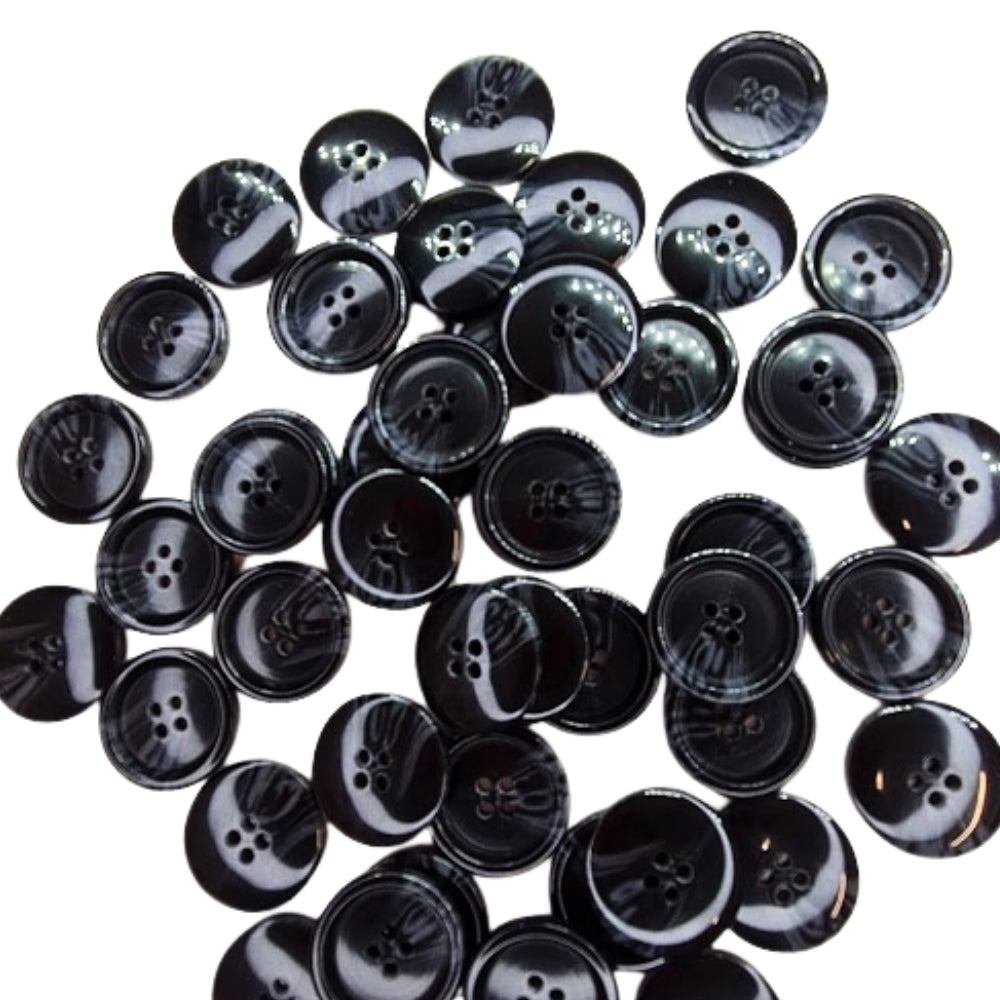 4 Hole Variegated Jacket Button - 25mm - Black [LB8.7]