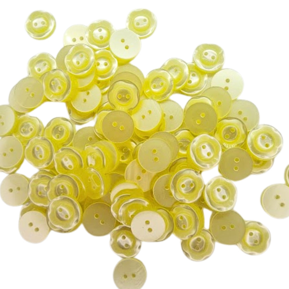 Polyester Scalloped Edge Button - 16mm - Yellow [LB6.4]