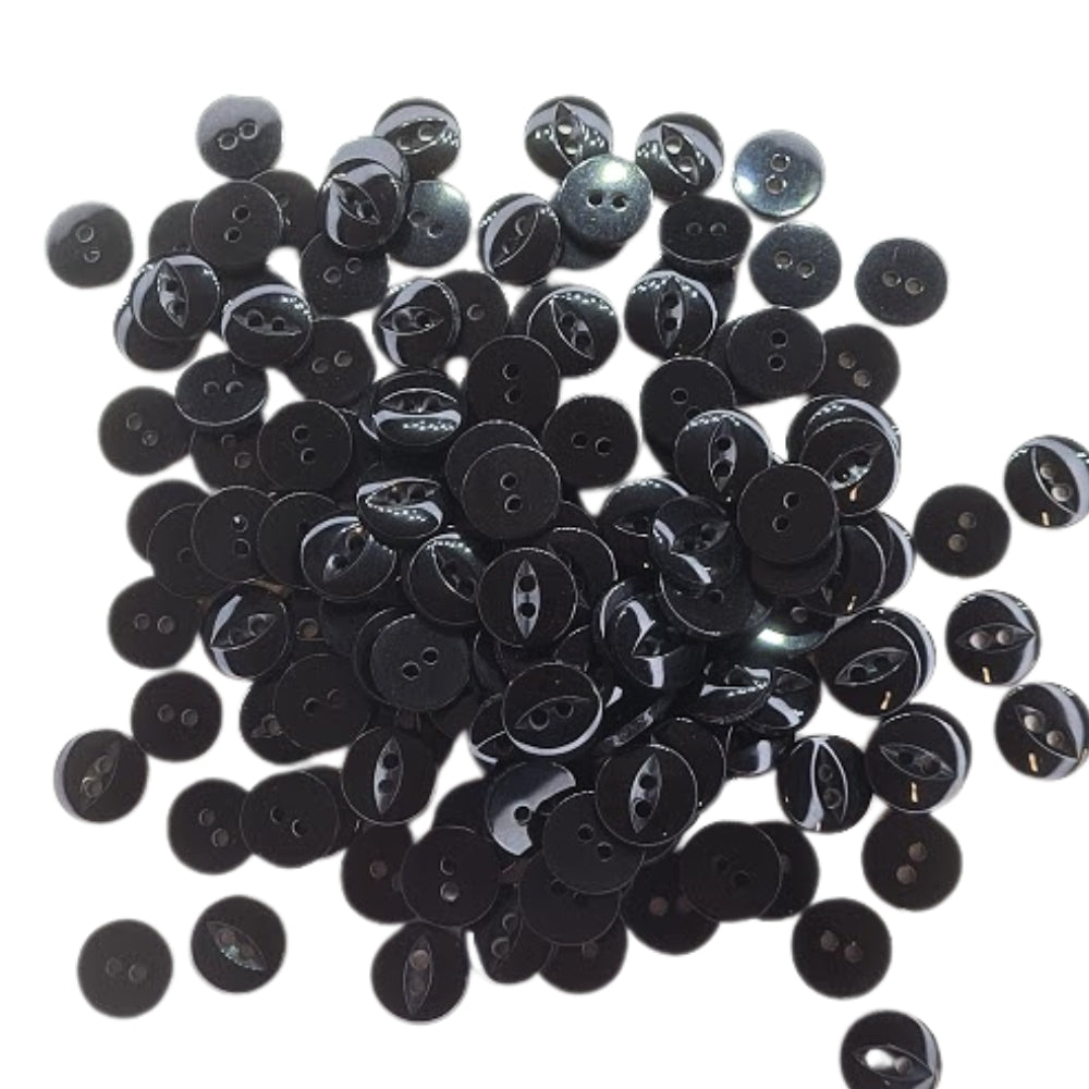 Polyester Fisheye Button - 11mm - Black [LB12.3]