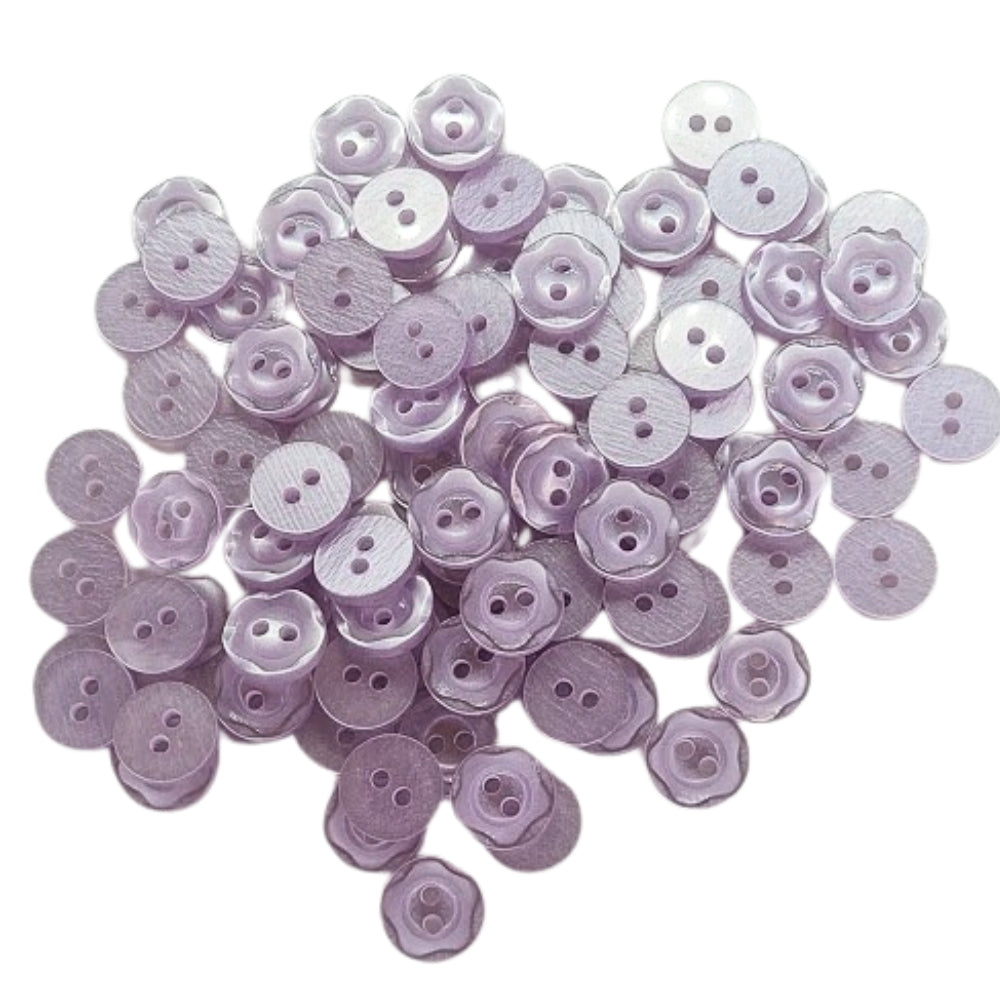 Polyester Scalloped Edge Button - 11mm - Lilac [LB15.5]