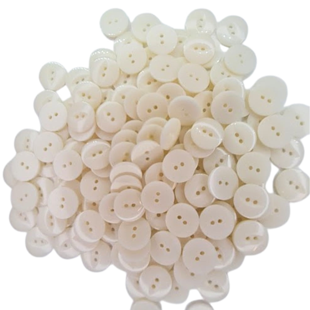 Polyester Fisheye Button - 16mm - White [LB12.4]