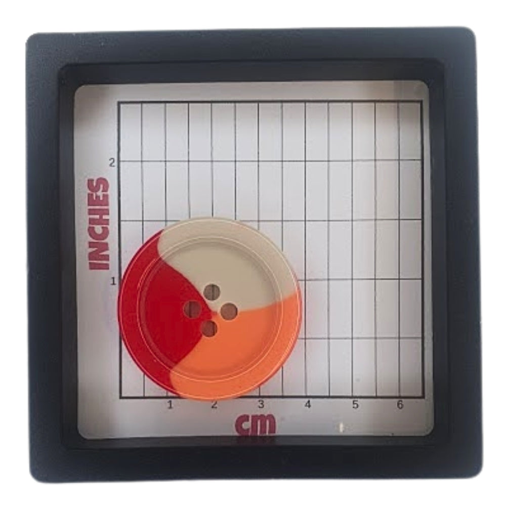 Tri-Colour 4 Hole Resin Button - 38mm - Orange/Red/Beige [XLB5.2]