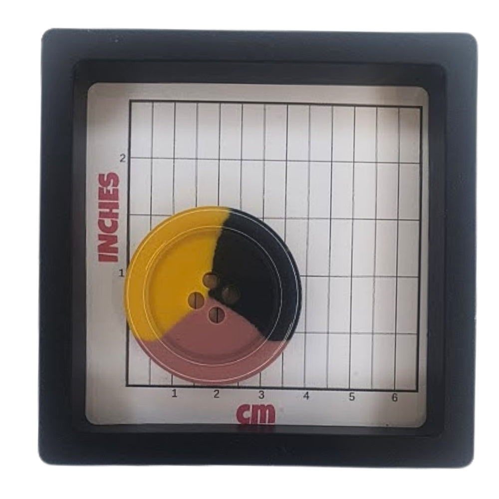 Tri-Colour 4 Hole Resin Button - 38mm - Mustard/Dusky-Pink/Dark-Grey [XLB5.1]