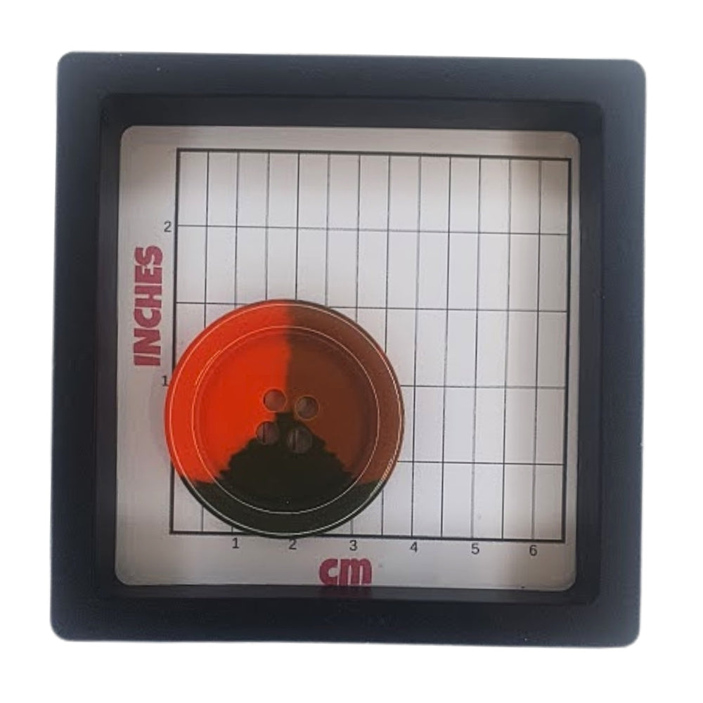 Tri-Colour 4 Hole Resin Button - 38mm - Orange/Brown/Green [XLB4.1]