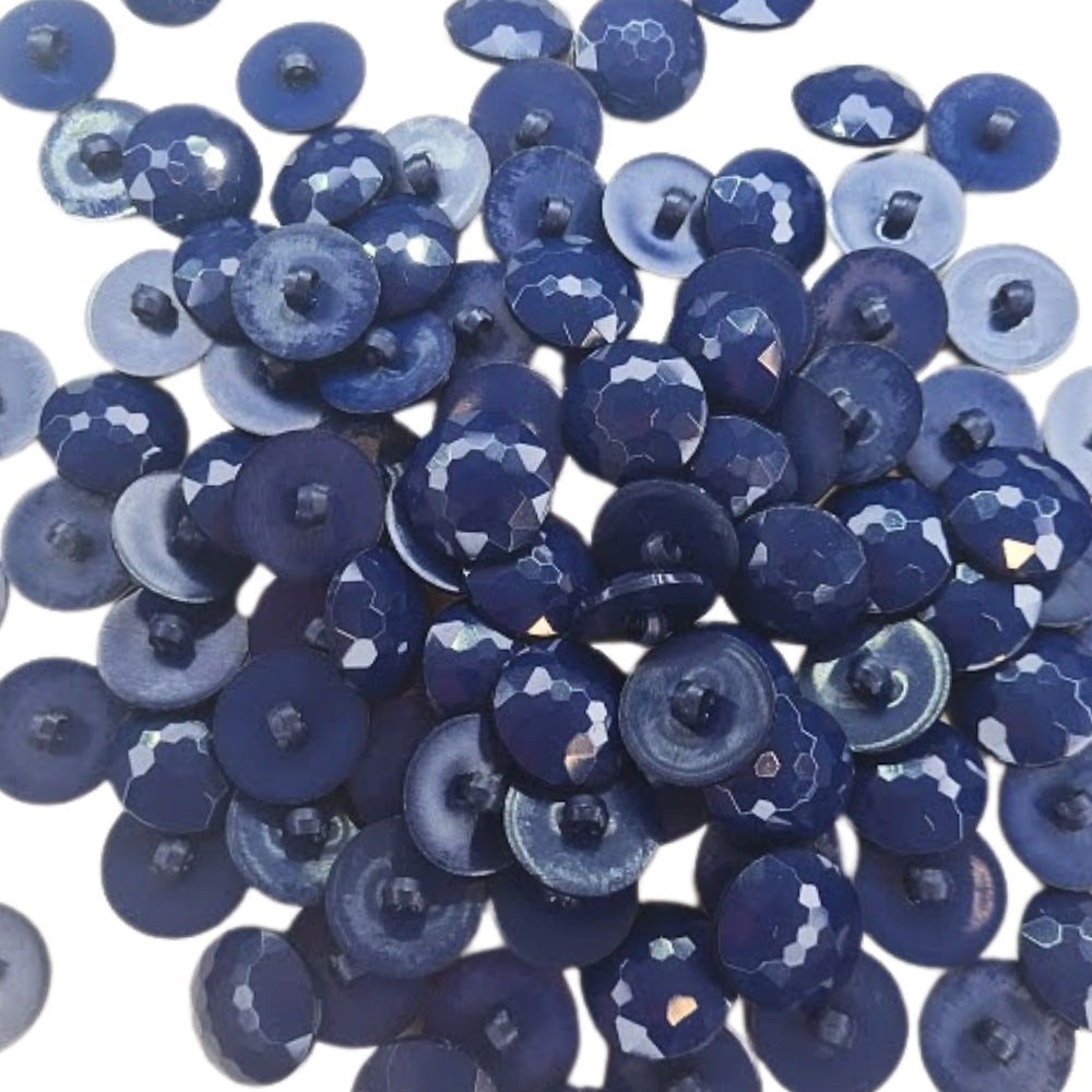 Faceted Plastic Shank Buttons - 18mm - Navy [LB18.1]