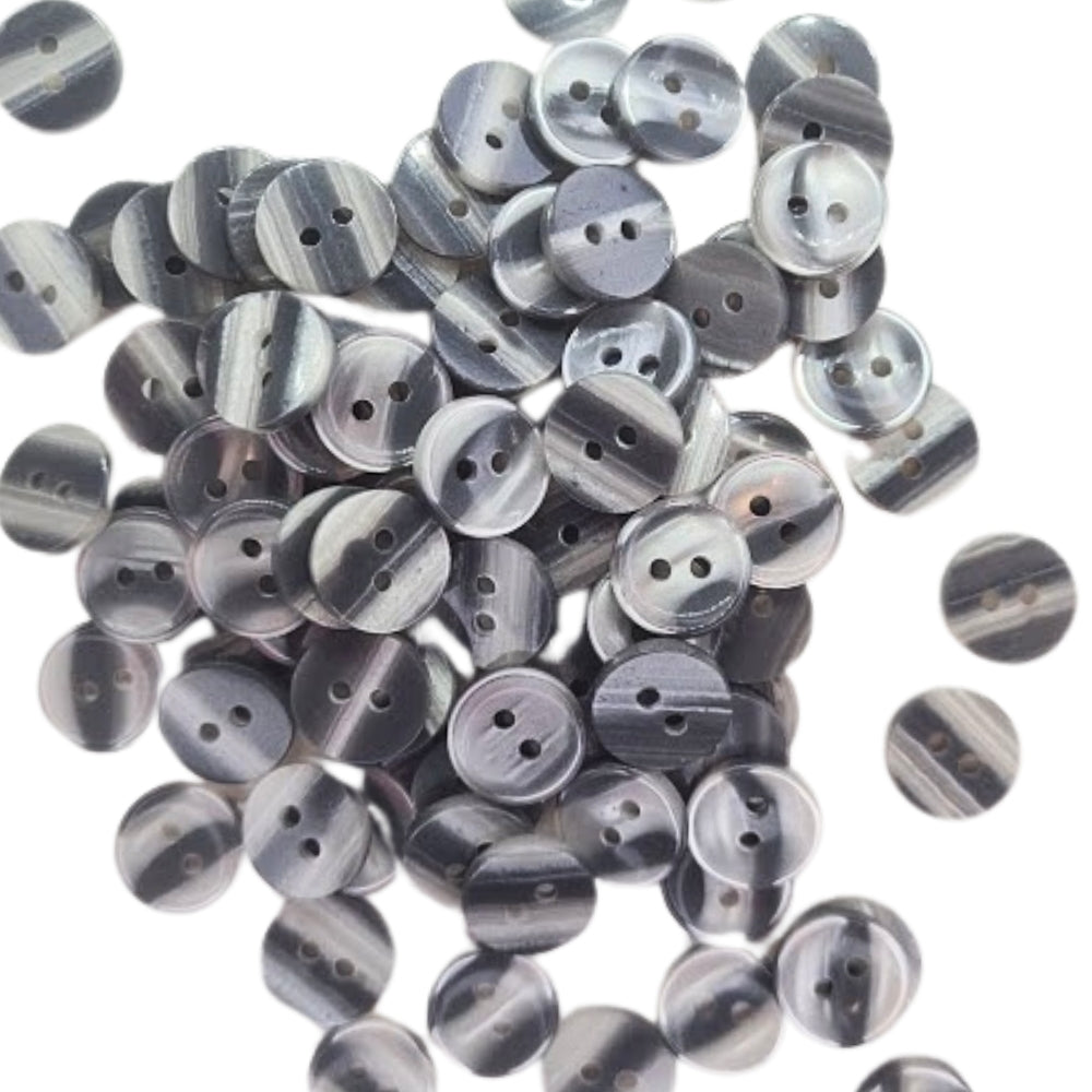 Polyester 2 Hole Stripe Buttons - 12mm - Grey [LB15.1]