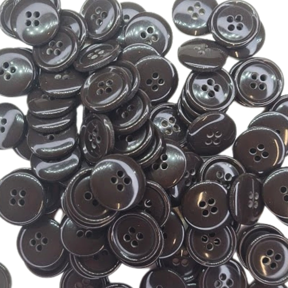 4 Hole Solid Jacket Button - 19mm - Brown [LB17.6]