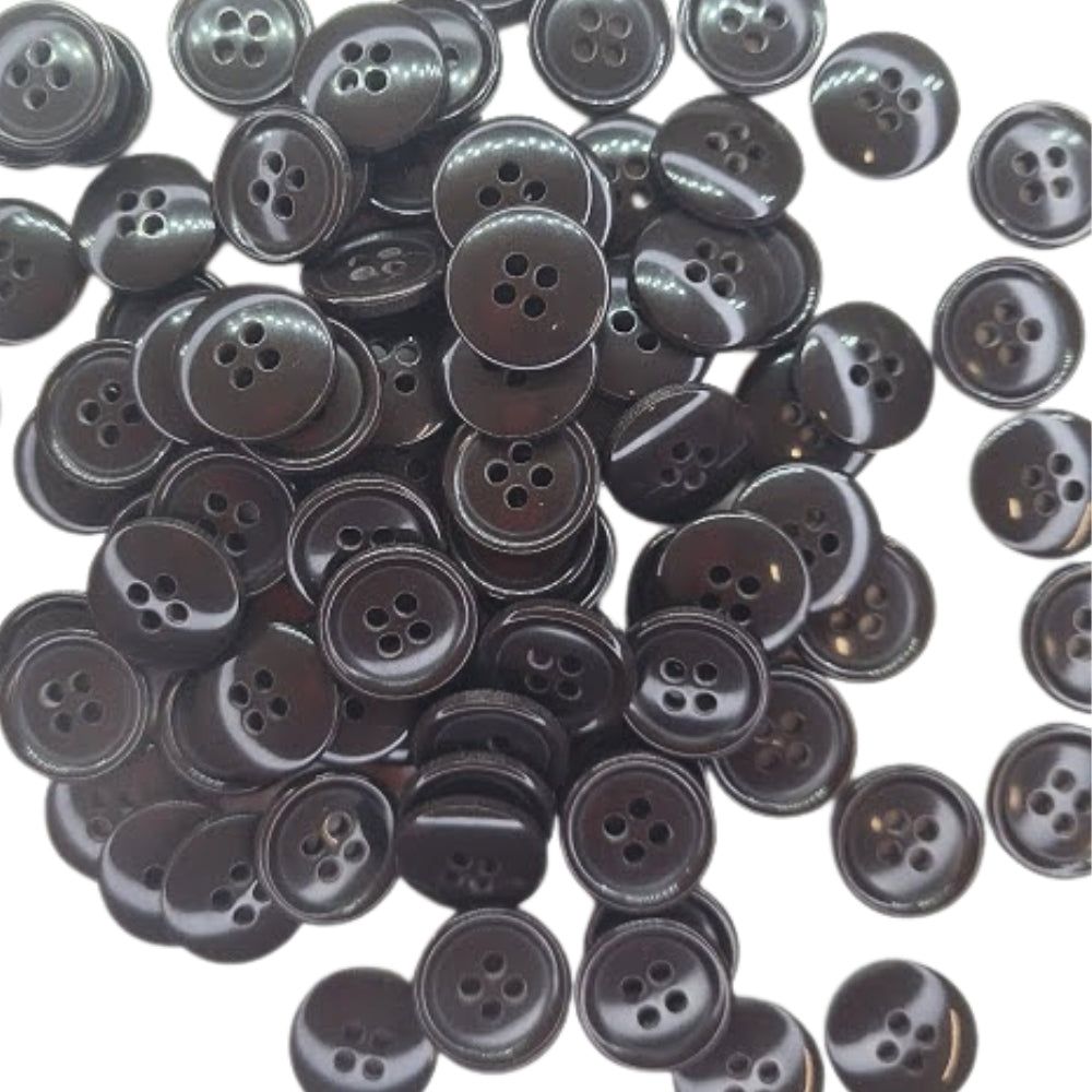 4 Hole Solid Jacket Button - 15mm - Brown [LB19.2]