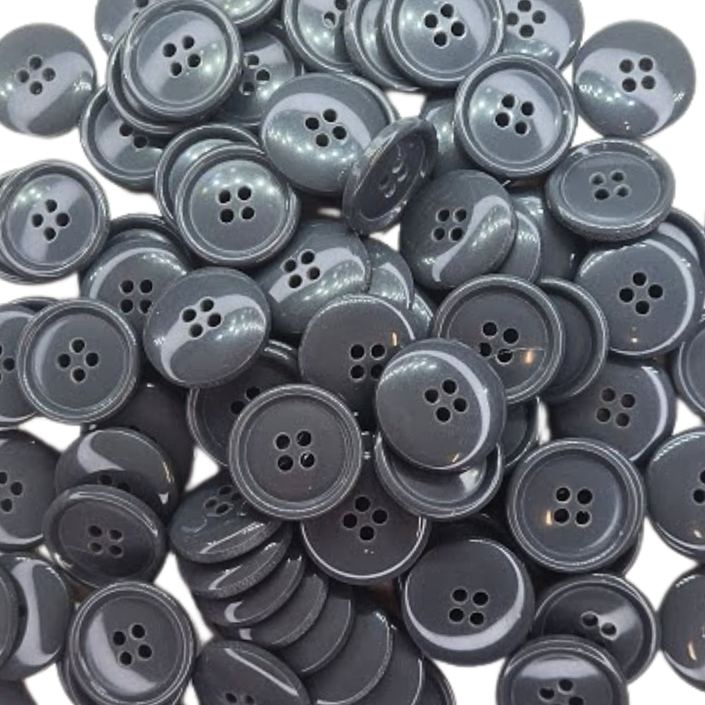 4 Hole Solid Jacket Button - 23mm - Grey [LB18.7]