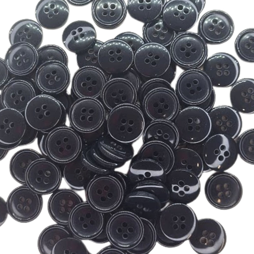 4 Hole Solid Jacket Button - 15mm - Navy [LB20.5]