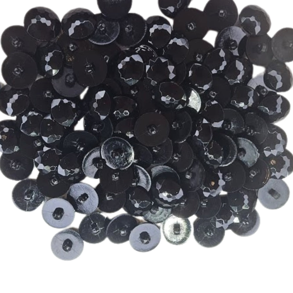 Faceted Plastic Shank Buttons - 18mm - Black [LB20.3]