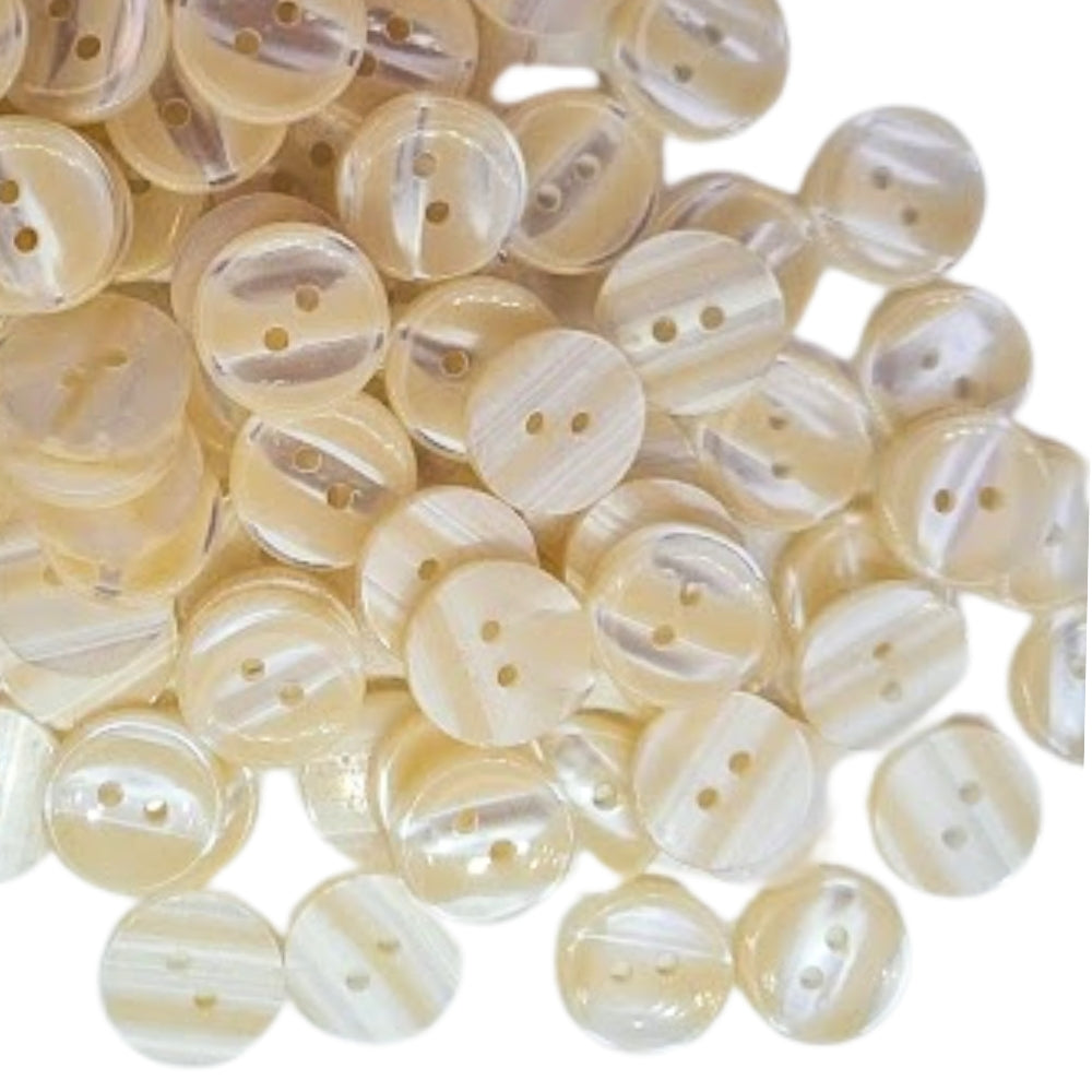 Polyester 2 Hole Stripe Buttons - 15mm - Cream [LB19.8]