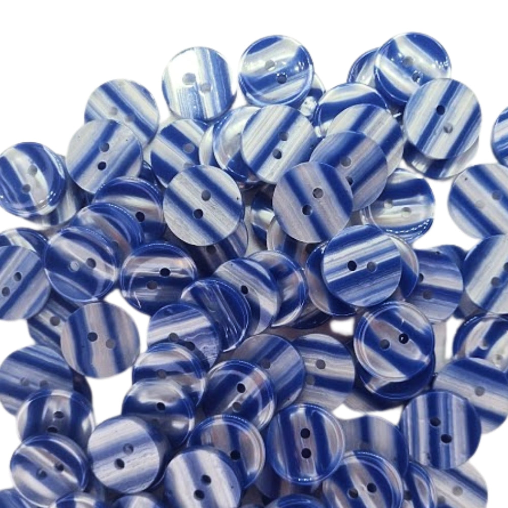 Polyester 2 Hole Stripe Buttons - 18mm - Blue [LB20.6]