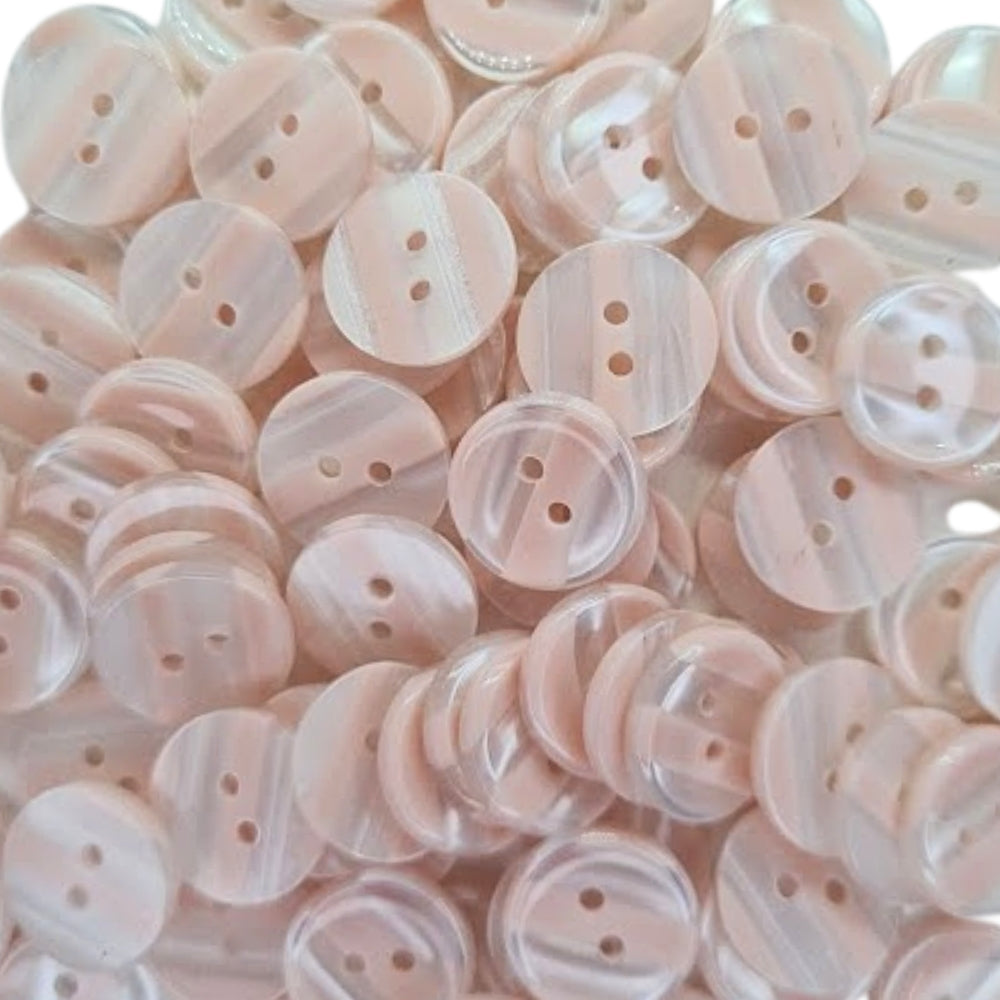 Polyester 2 Hole Stripe Buttons - 15mm - Pale Pink [LB20.8]