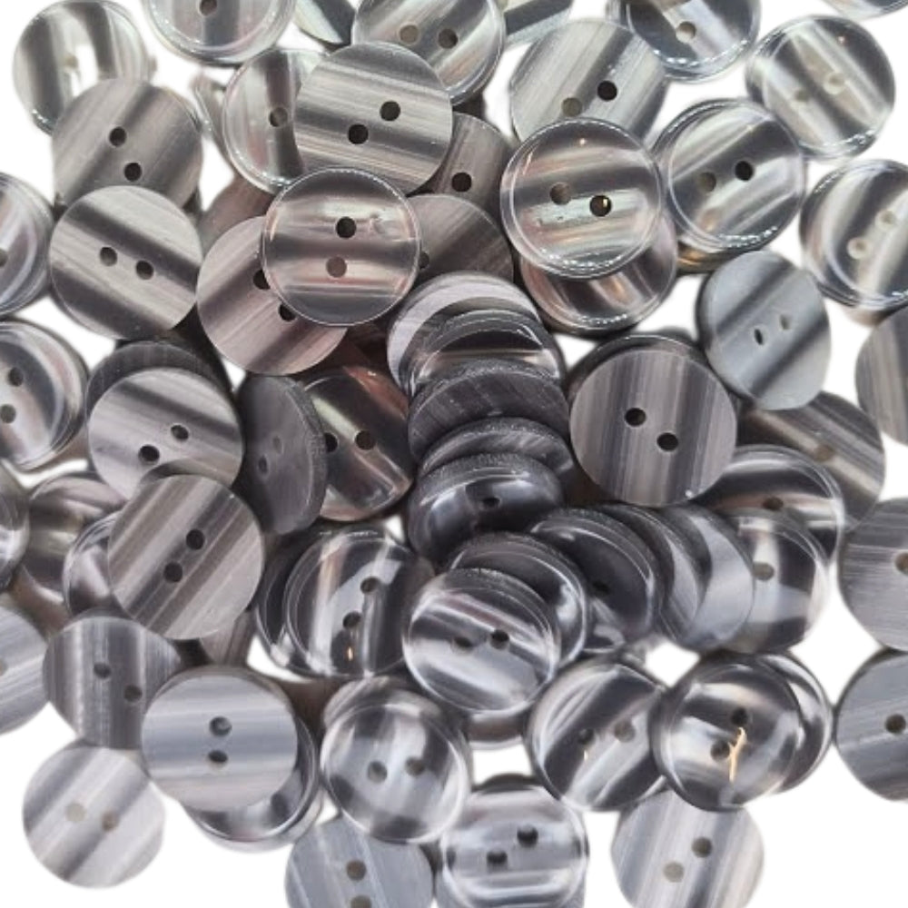 Polyester 2 Hole Stripe Buttons - 18mm - Grey [LB22.4]