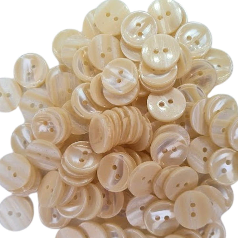 Polyester 2 Hole Stripe Buttons - 18mm - Cream [LB20.2]