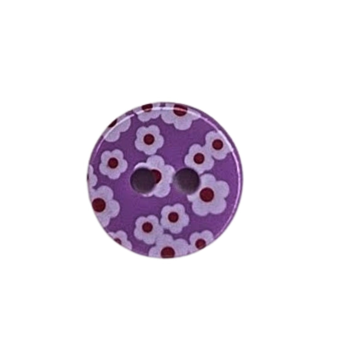 2 Hole Printed Flower Design Button - 12mm - Purple [LG29.5]