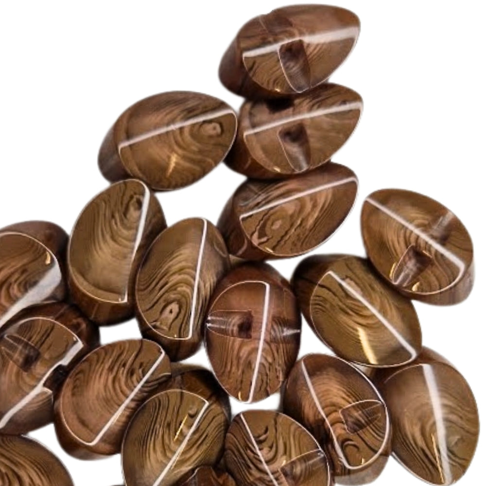Wood Effect Oval Shank Button - 34mm - Brown [LC12.5]