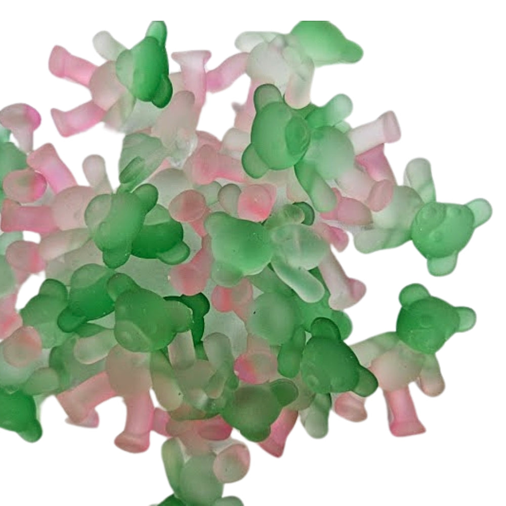 Transparent Teddy Bear Spray Painted Shank Button - 38mm - Green/Pink