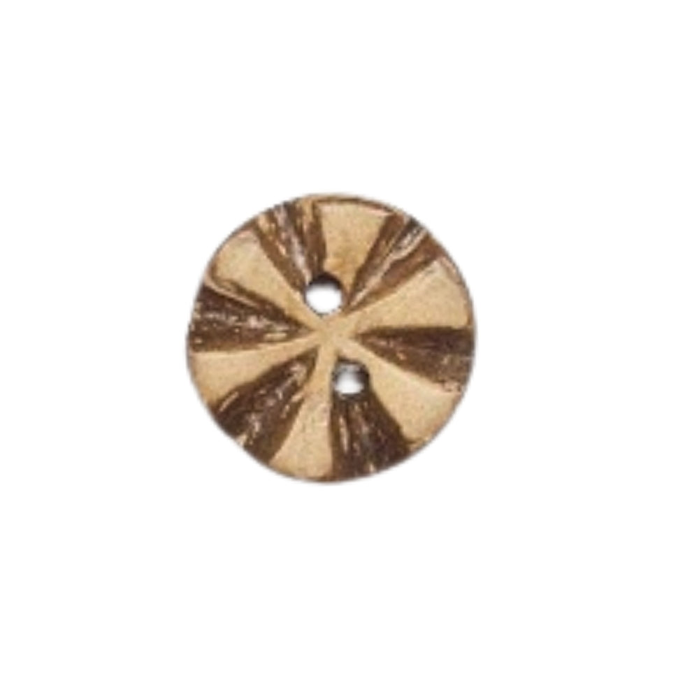 Carved 2 Hole Patterned Coconut Button - 15mm - Natural [LB40.8]