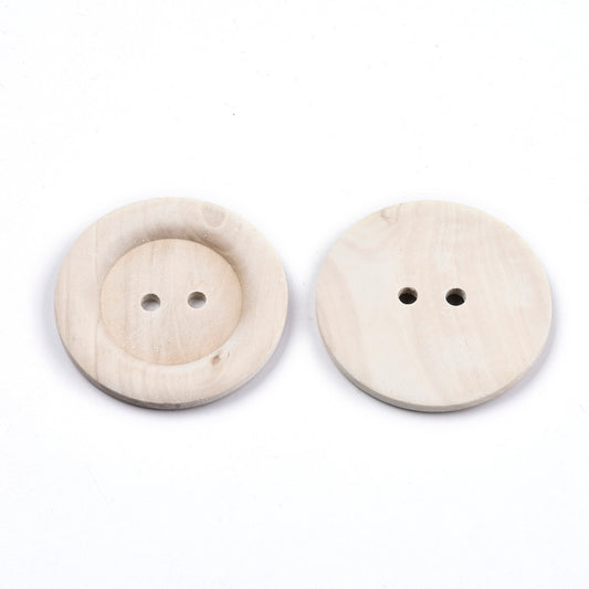 Large 2 Hole Natural Wood Button - 60mm [XLB2.4]