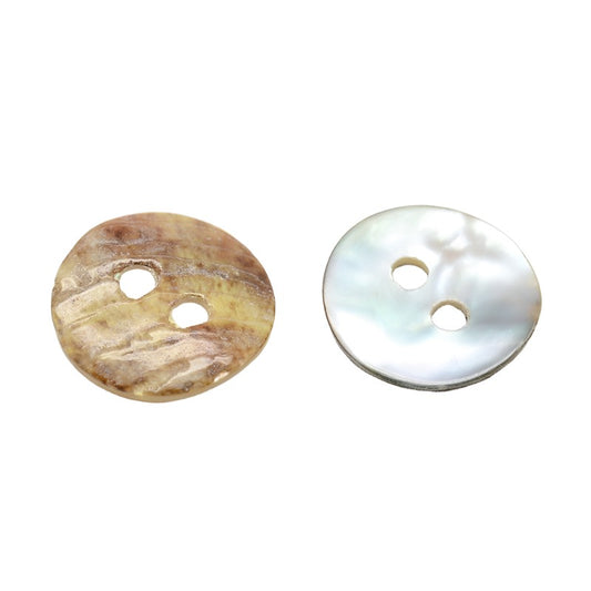 2 Hole Round Akoya Shell Button - 10mm - Natural [LD28.7]