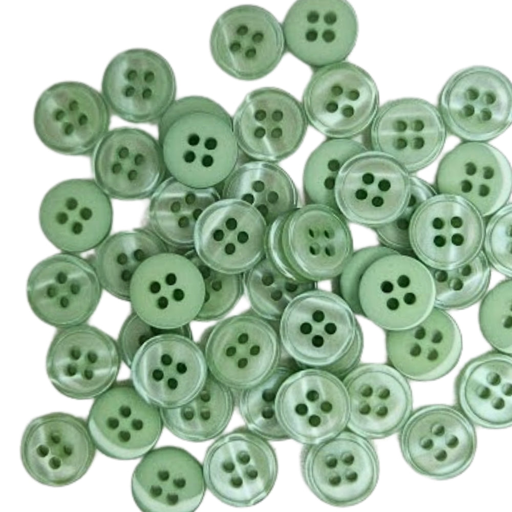 4 Hole Button - 13mm - Pale Green [LC1.3]