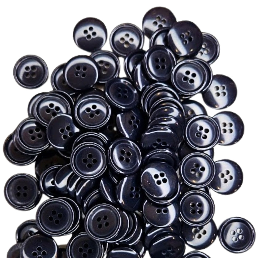 4 Hole Solid Jacket Button - 19mm - Navy [LC11.4]