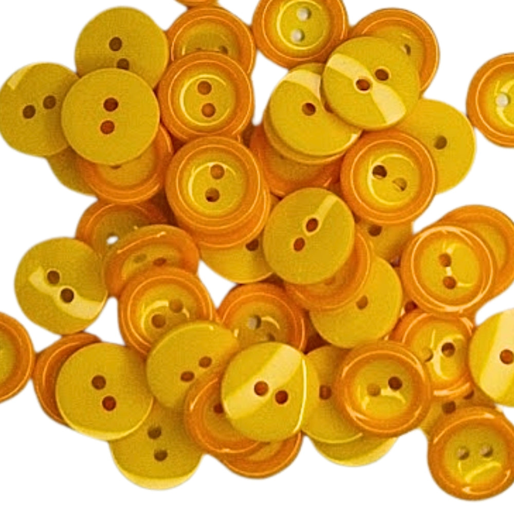 2 Hole Two Tone Button - 11mm - Orange [LG33.2]