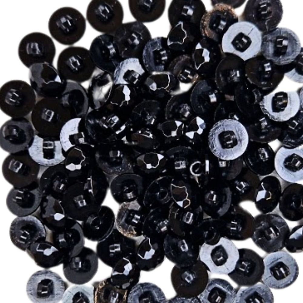 Faceted Plastic Shank Buttons - 11mm - Black [LC8.7]