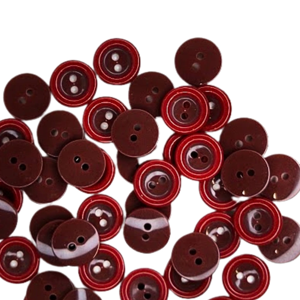 2 Hole Two Tone Button - 11mm - Red [LF30.4]
