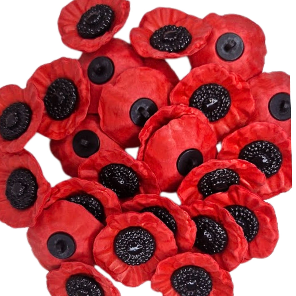 Remembrance Day Poppy Shank Button - 41mm [XLB2.5]