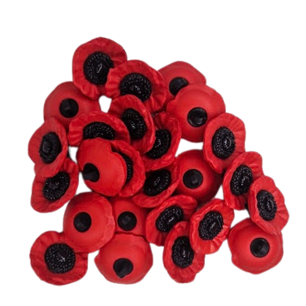 Remembrance Day Poppy Shank Button - 20mm [LC6.6]
