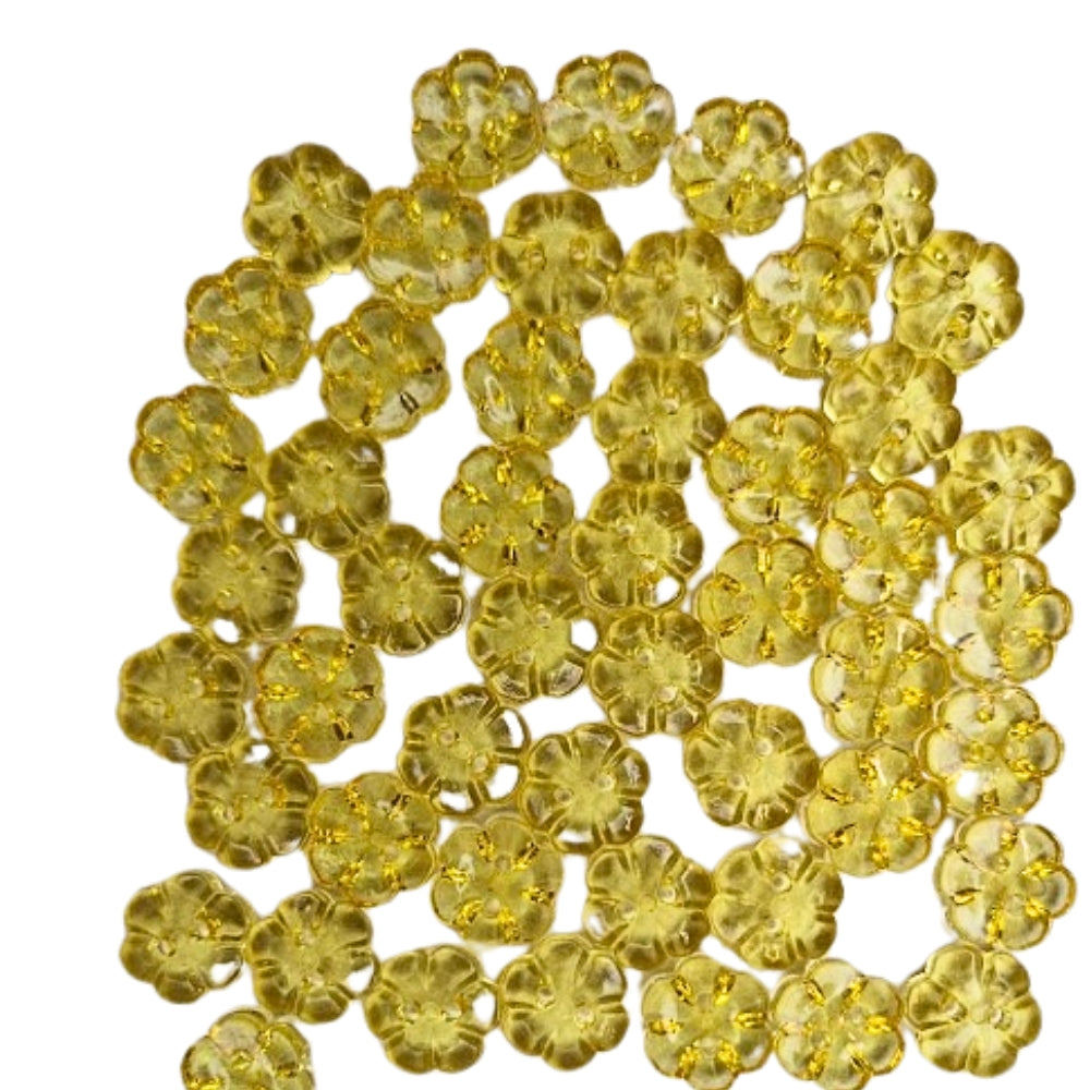 Transparent 2 Hole Flower Button - 12mm - Yellow [LG25.2]