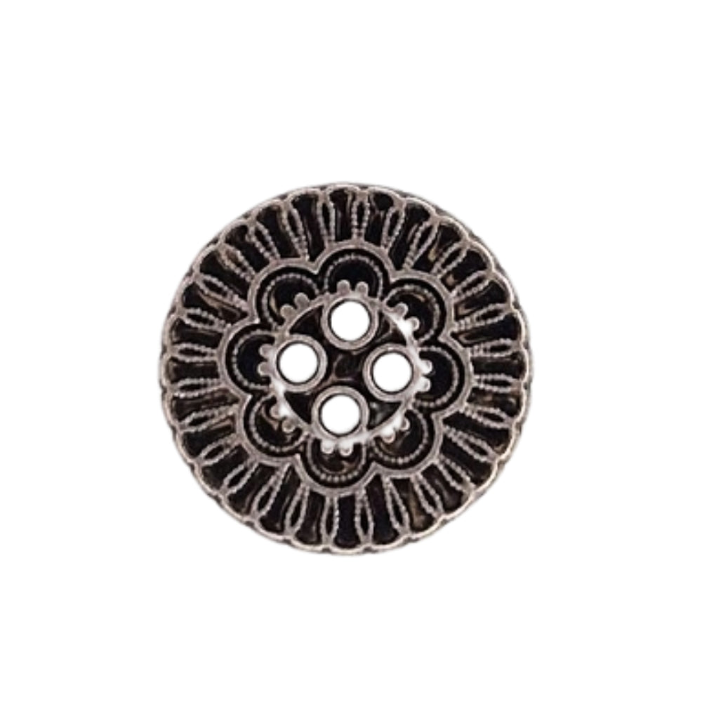 Metal Flower 4 Hole Button - 19mm - Copper [LA38.3]