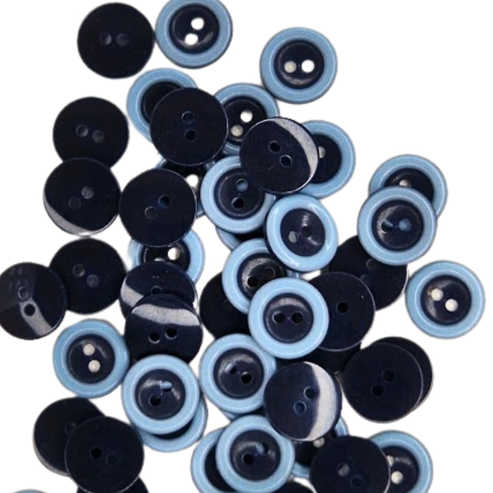 2 Hole Two Tone Button - 11mm - Blue [LC38.4]