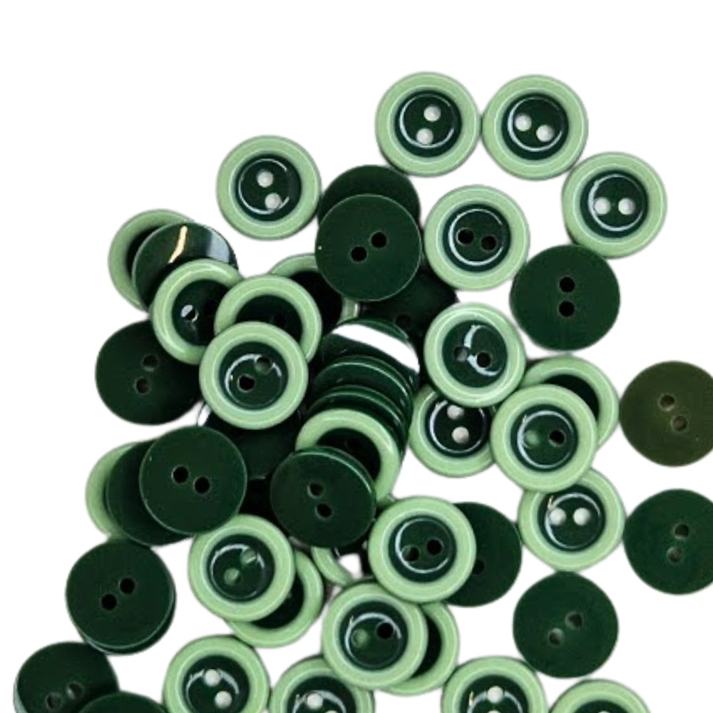 2 Hole Two Tone Button - 11mm - Green [LB38.8]