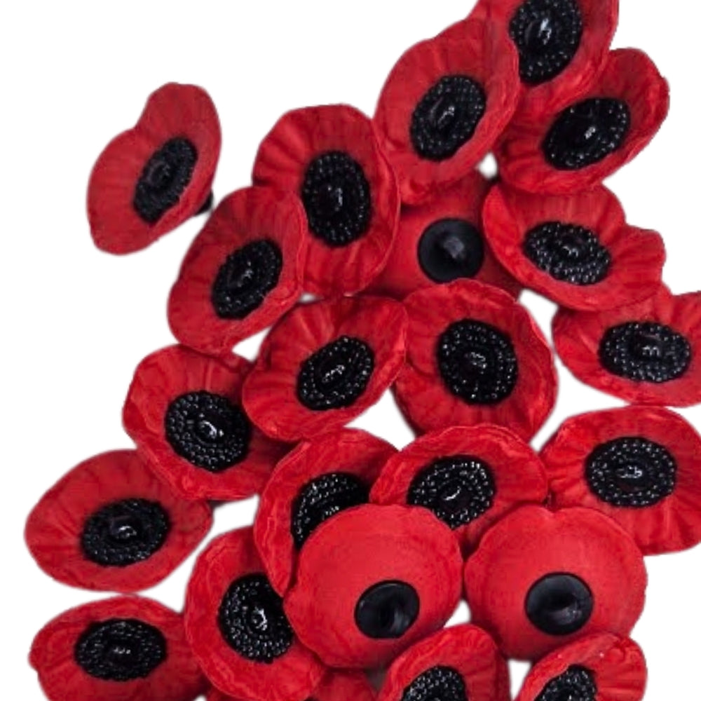 Remembrance Day Poppy Shank Button - 28mm [LC9.7]