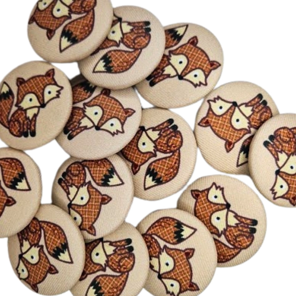 Woodland Fox Fabric Covered Shank Button - 34mm [LC11.1]