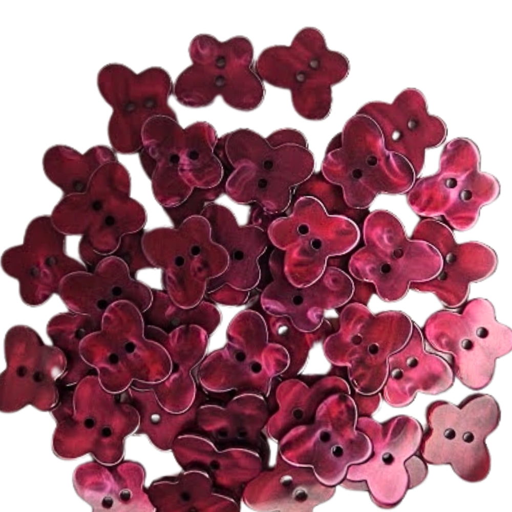 2 Hole Butterfly Button - 19mm - Burgundy [LH13.4]