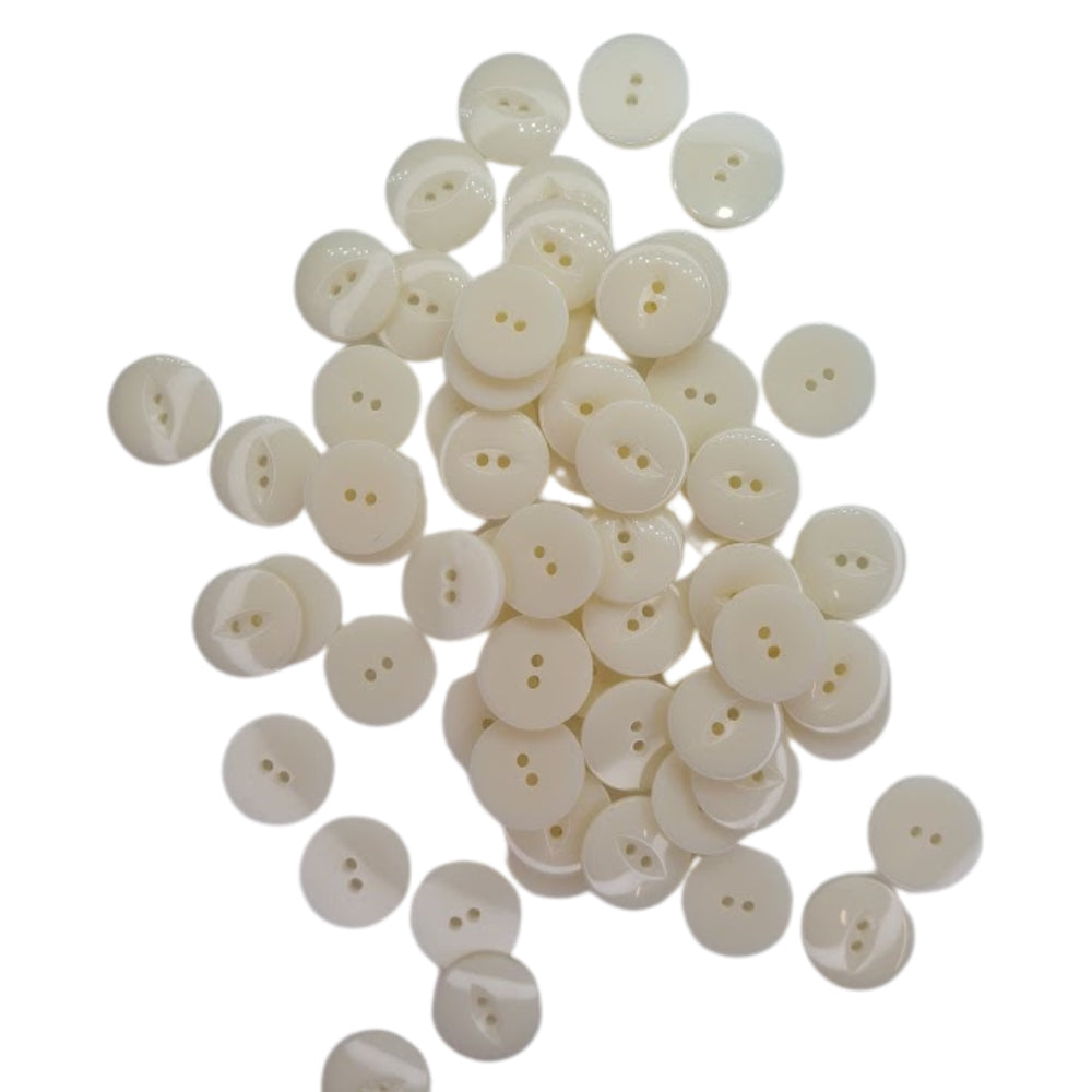 Polyester Fisheye Button - 14mm - White [LA28.3]