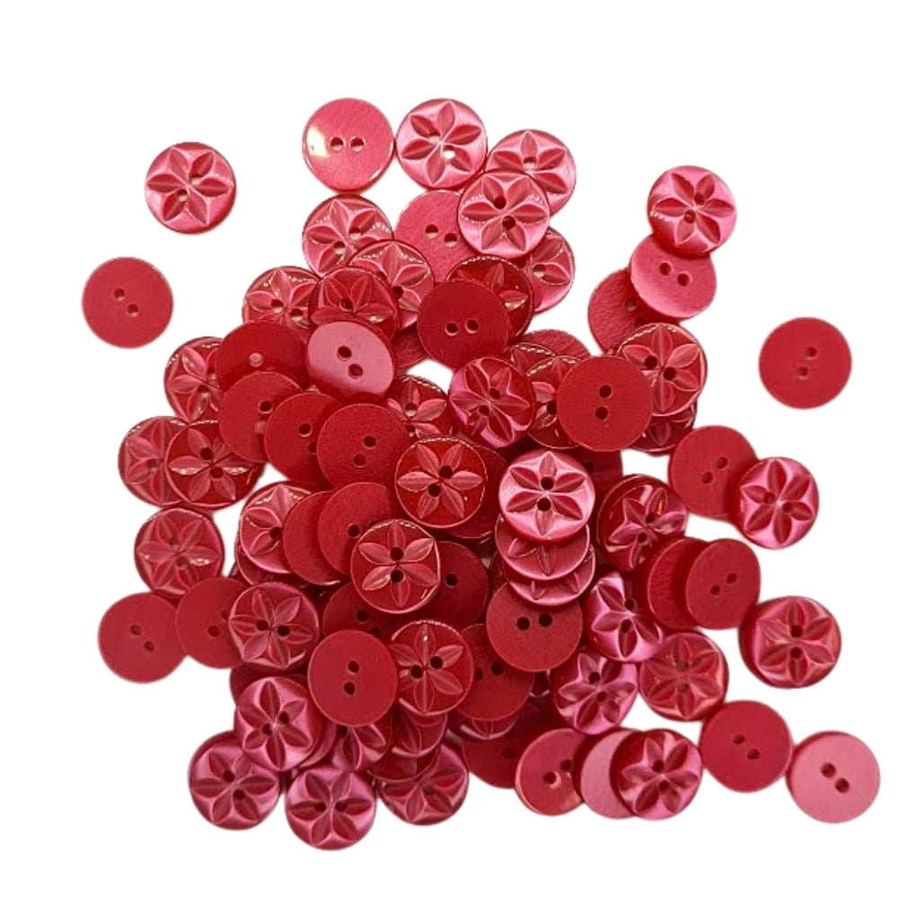 Polyester Star Button - 14mm - Red [LA6.6]
